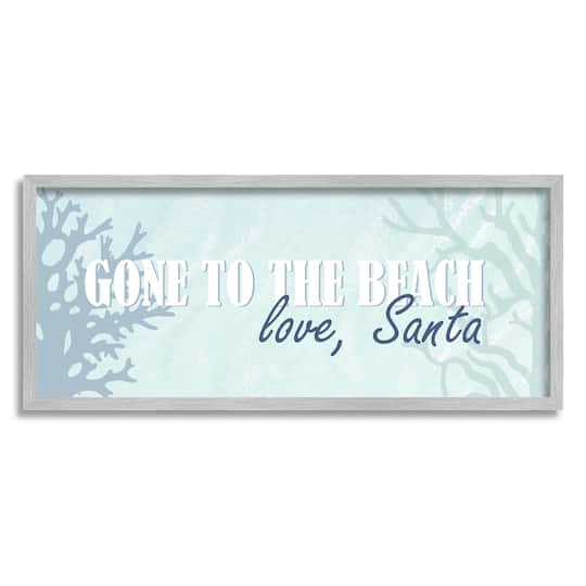 Stupell Industries Gone To Beach Love Santa Phrase Framed Giclee Art
